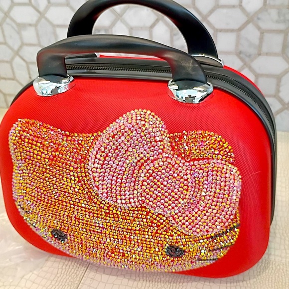Red Bedazzled Hello Kitty Travel Cosmetic Case/Bag Beauty Makeup Case/Organizer… - Picture 1 of 6